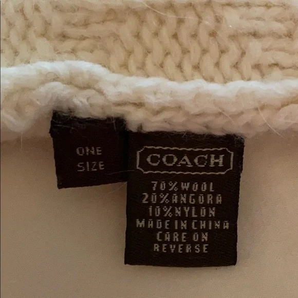 Coach Cream Knit Pom-Pom Hat - Picture 3 of 3